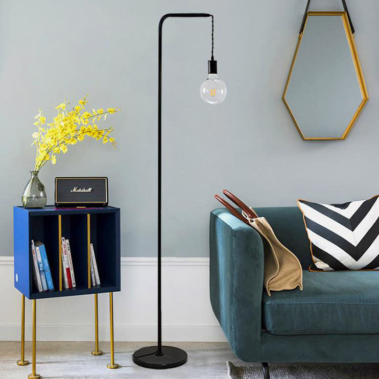 Modern Minimalist Black Iron Long Pole 1-Light Standing Floor Lamp