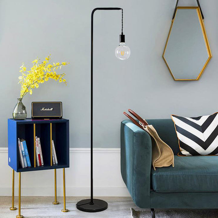 Modern Minimalist Black Iron Long Pole 1-Light Standing Floor Lamp