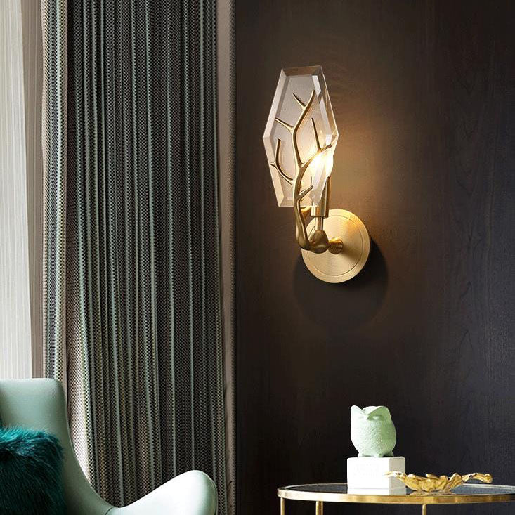 Vintage Tiffany gefärbte florale Glaskuppel 1-Licht Wandleuchte Lampe 