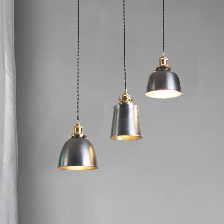 Lámpara colgante de geometría de cúpula de hierro minimalista industrial plateada y cobre de 1 luz 