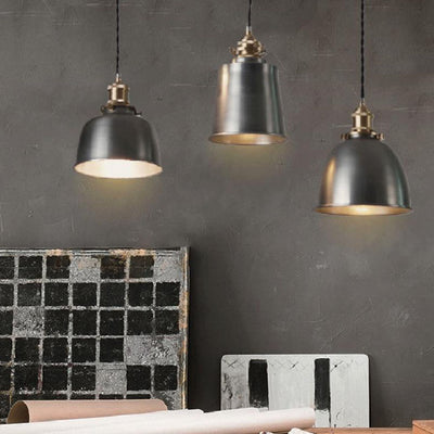 Industrial Minimalist Iron Dome Geometry Silver Copper 1-Light Pendant Light