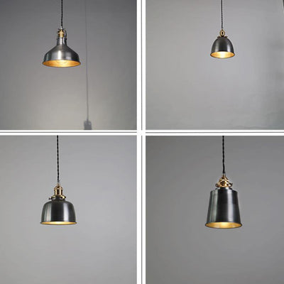 Lámpara colgante de geometría de cúpula de hierro minimalista industrial plateada y cobre de 1 luz 