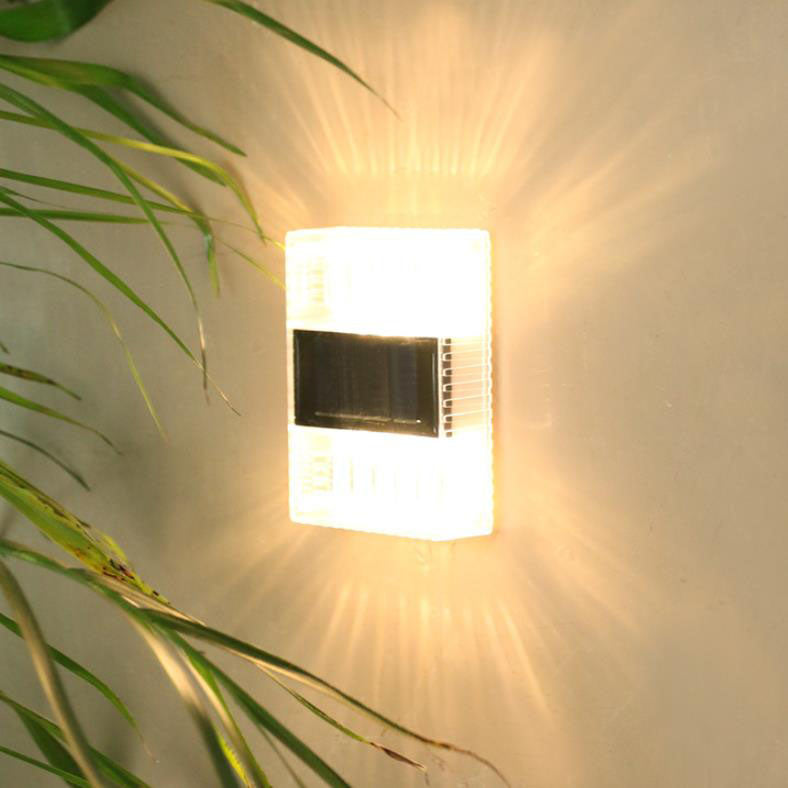 Modern Solar Powered Up And Down Illuminated Outdoor LED Wall Sconce Lamp
