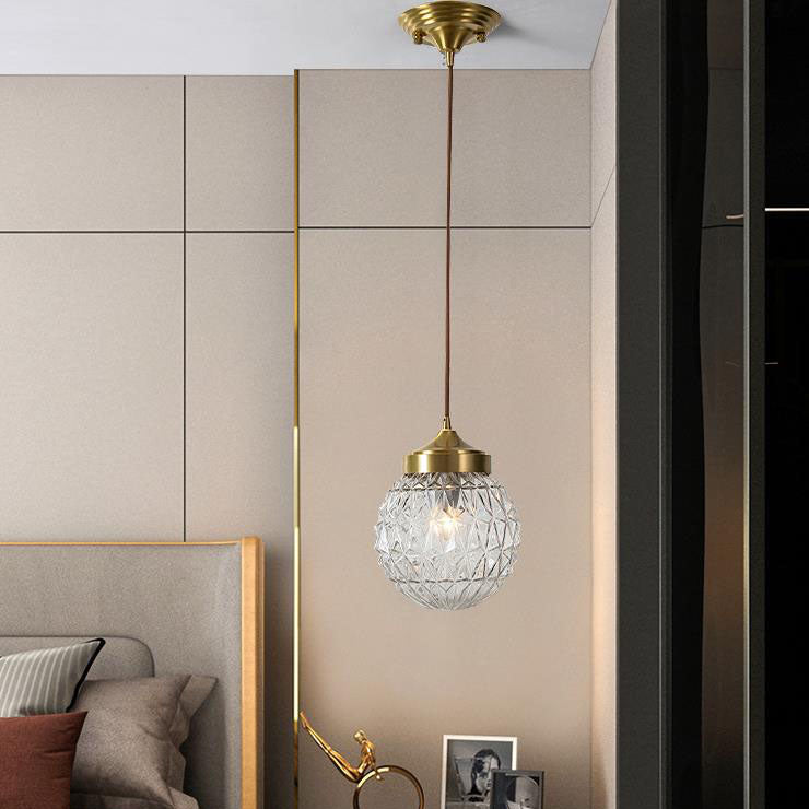 Nordic Light Luxury All-copper Glass Shade 1-Light Pendant Light