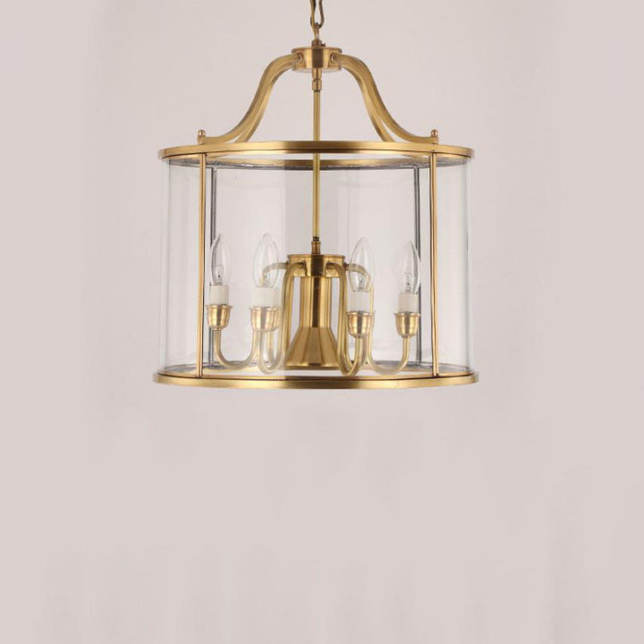 Moderner goldener Glamour Kronleuchter mit Vollkupfer-Glas-Schirm, Zylinder, 3/7-Licht 