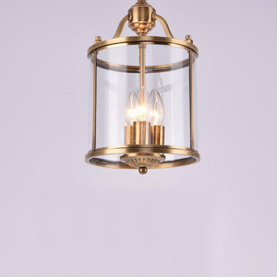 Modern Golden Glamour Full-Copper Glass Shade Cylinder 3/7-Light Chandelier