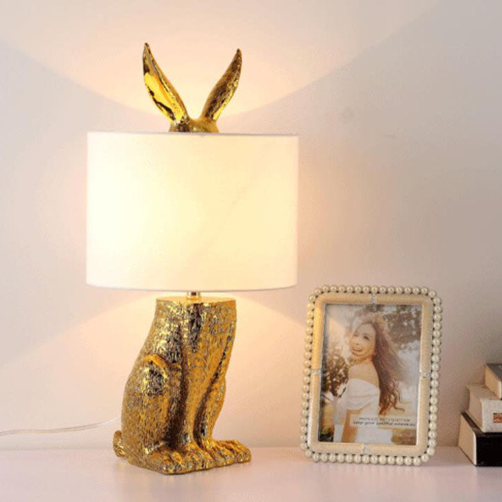Modern Creative Cylindrical Golden Rabbit Lamp Body 1-Light Table Lamp