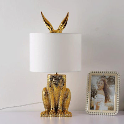 Modern Creative Cylindrical Golden Rabbit Lamp Body 1-Light Table Lamp