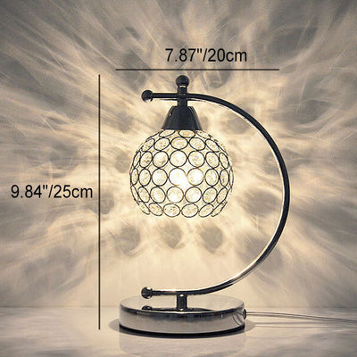 Modern Minimalist Globe Crystal Shade Arc 1-Light Table Lamp