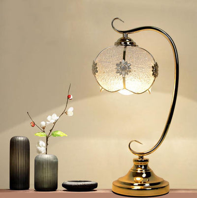 Chinese Retro Water Drop Acrylic Lampshade Hardware Base 1-Light Table Lamp