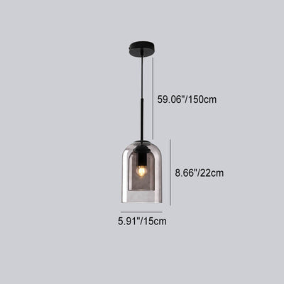 Modern Minimalist Glass Cylinder Cup Design 1-Light Pendant Light