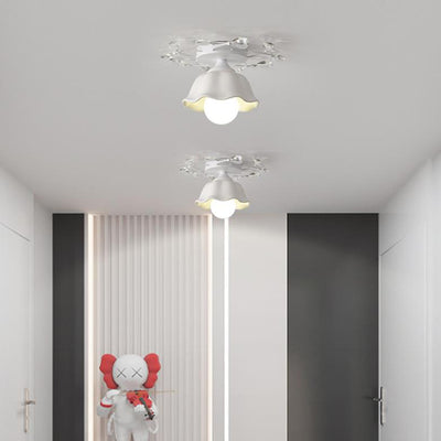 Nordic Minimalist Ceramic Glass Flower Branch 1-Light Semi- Flush Mount Ceiling Light