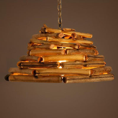 Vintage Industrial Tree Branch Cone 1-Light Pendant Light