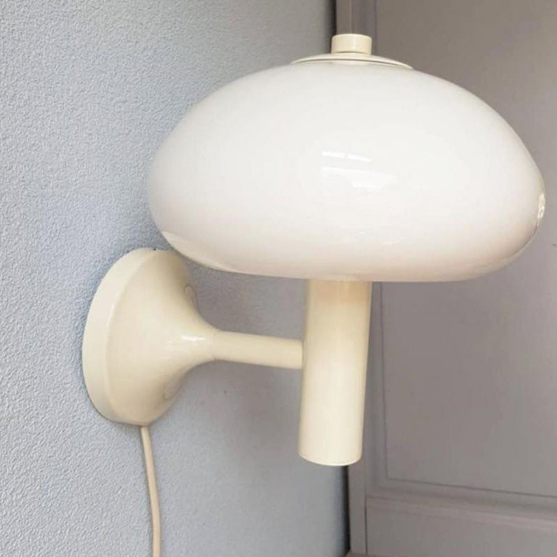 Nordic Vintage Milk White Glass Dome Mushroom 1-Light Wall Sconce Lamp