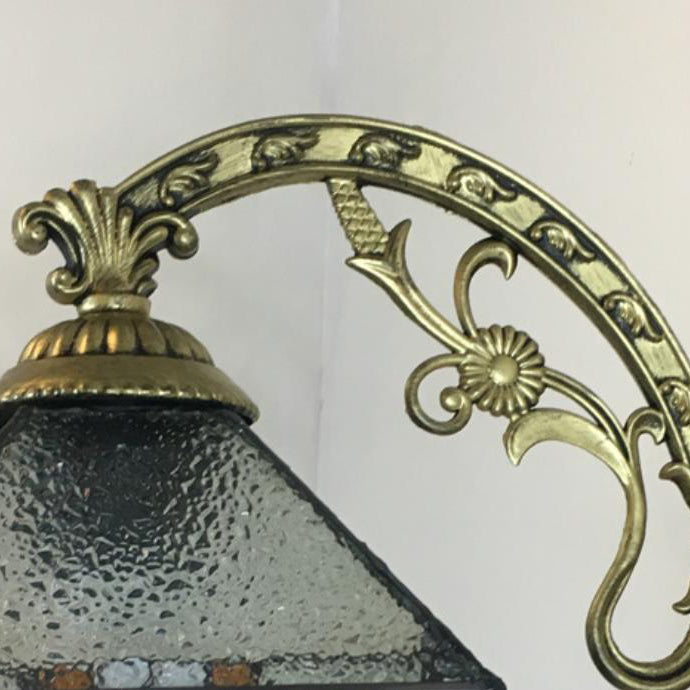 Traditional Tiffany Square House Iron Stained Glass 1-Light Wall Sconce Lamp For Living Room