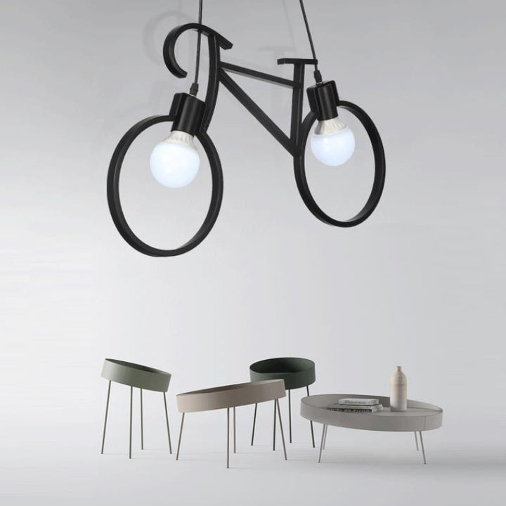 Contemporary Creative Bicycle Shape Iron 2-Light Kids Chandelier For Living Room &amp; Bedroom