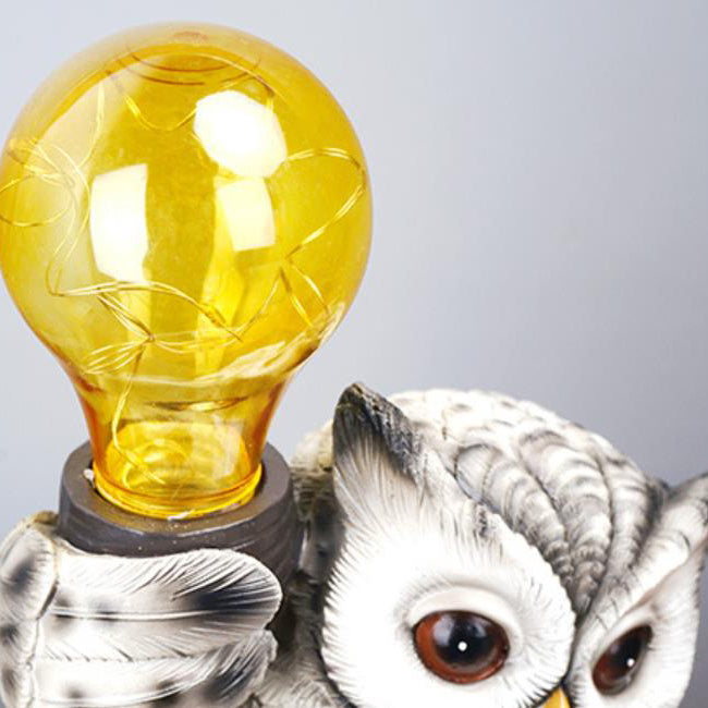 Modern Decorative Solar Owl Resin LED Night Light Table Lamp