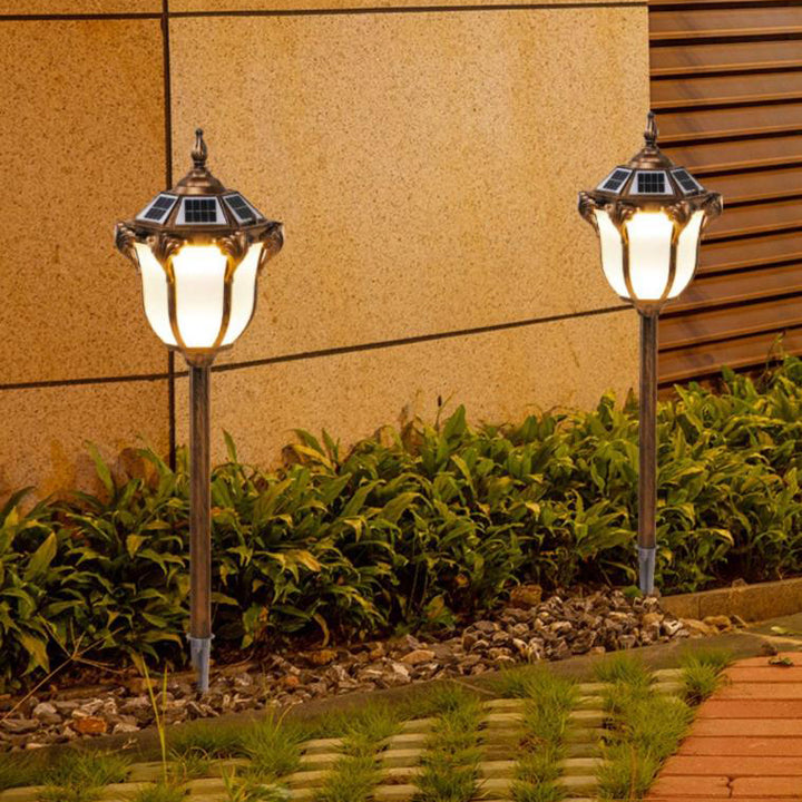 Farol Hexagonal Solar de Aluminio Vidrio Control de Luz Impermeable Inserto en el Suelo LED Iluminación de Paisaje Exterior 