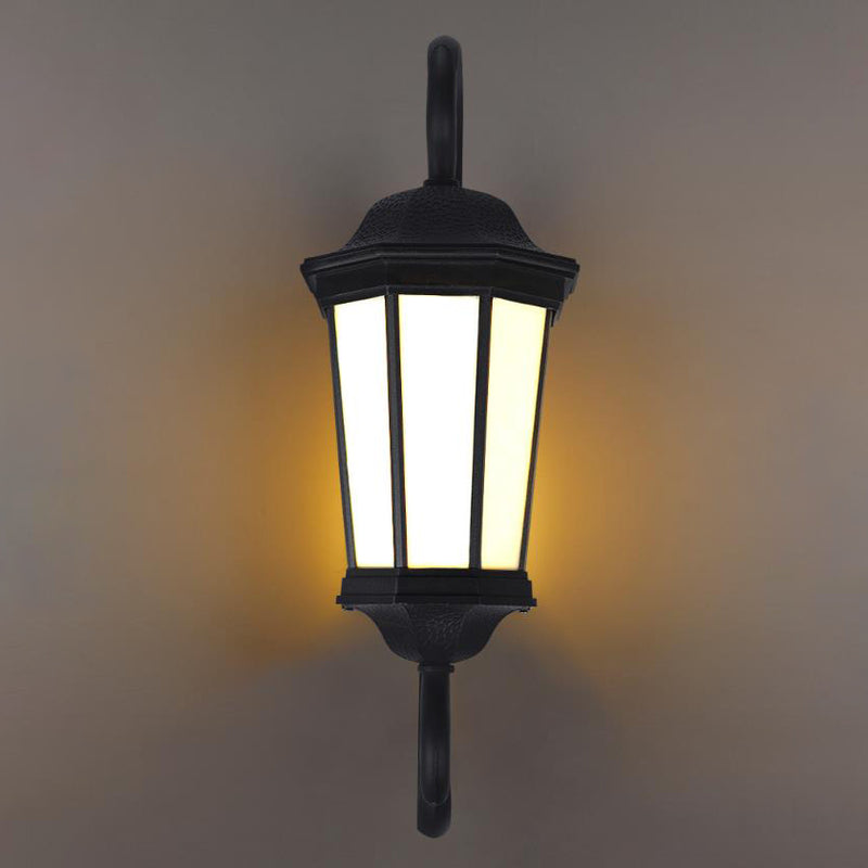 Retro Octagonal Lantern Aluminum Faux Lucite Waterproof 1-Light Outdoor Wall Sconce Lamp