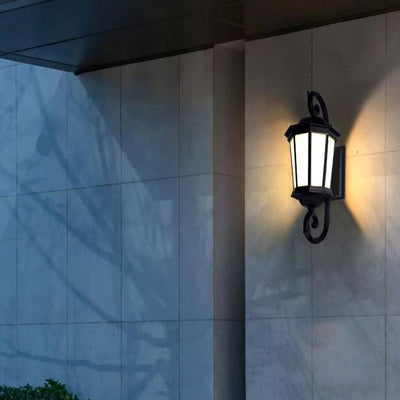 Retro Octagonal Lantern Aluminum Faux Lucite Waterproof 1-Light Outdoor Wall Sconce Lamp