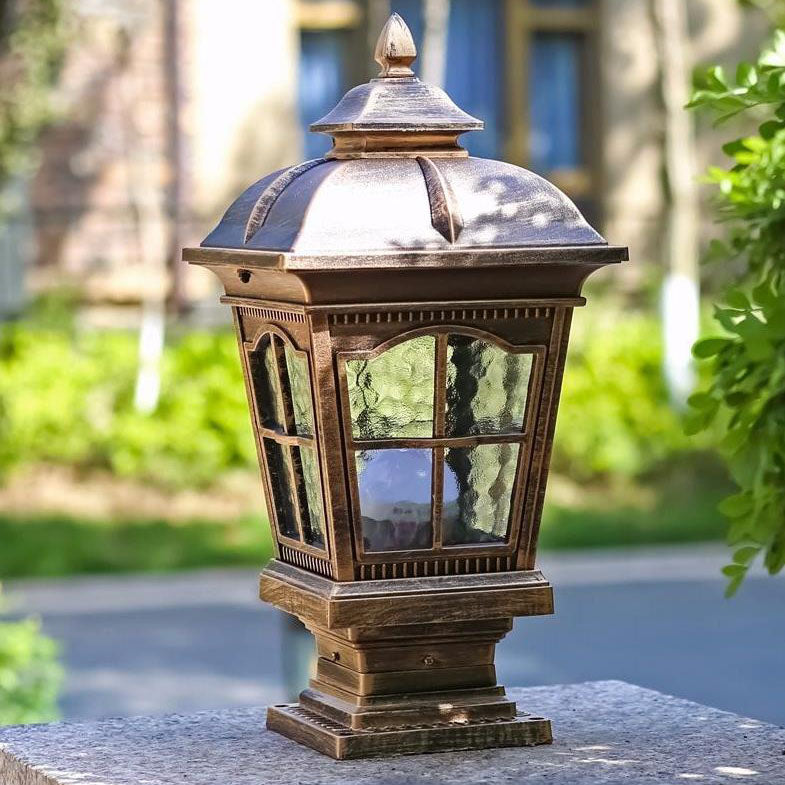 Industrielle Aluminium-Pagode Wasser-Korn Glas 1-Licht Außen Rasen Landschaftslicht 