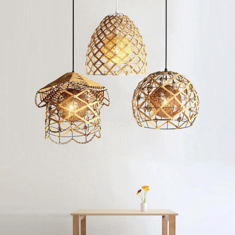 Japanische kreative Rattan-Weberei Vogel Nest 1-Licht Pendelleuchte 