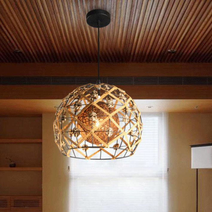 Japanese Creative Rattan Weaving Bird Nest 1-Light Pendant Light