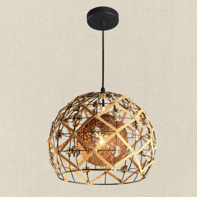 Japanese Creative Rattan Weaving Bird Nest 1-Light Pendant Light