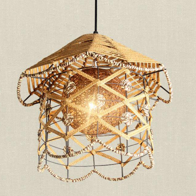 Japanische kreative Rattan-Weberei Vogel Nest 1-Licht Pendelleuchte 