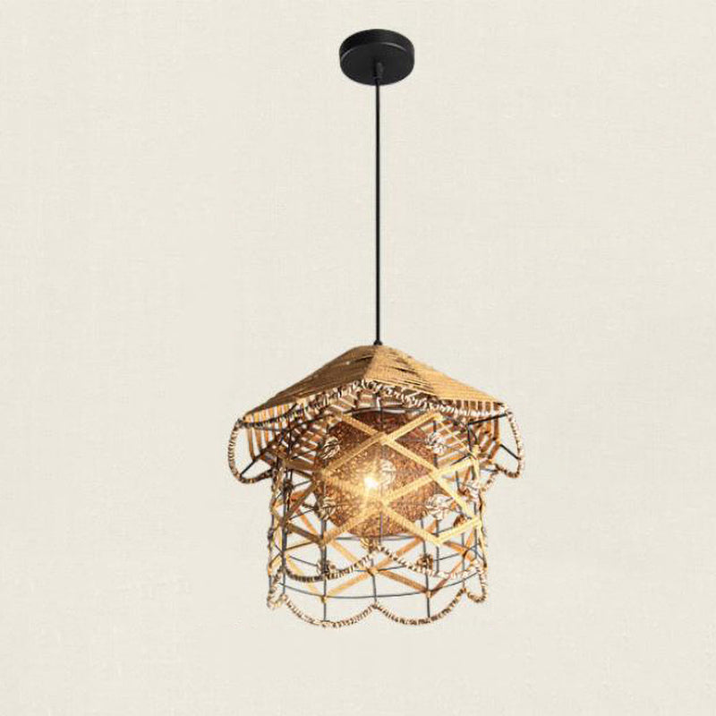 Japanese Creative Rattan Weaving Bird Nest 1-Light Pendant Light