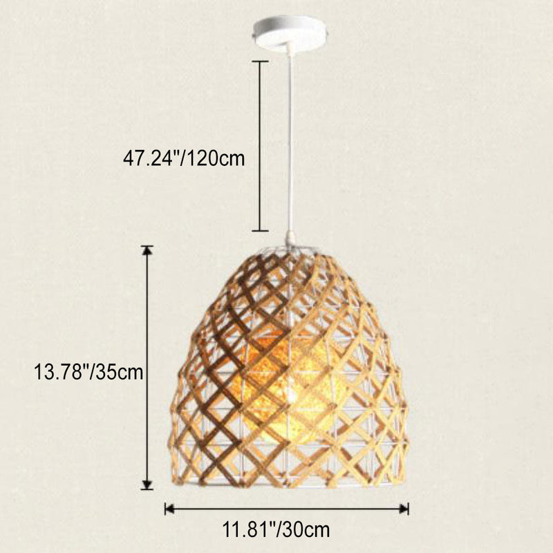 Japanese Creative Rattan Weaving Bird Nest 1-Light Pendant Light