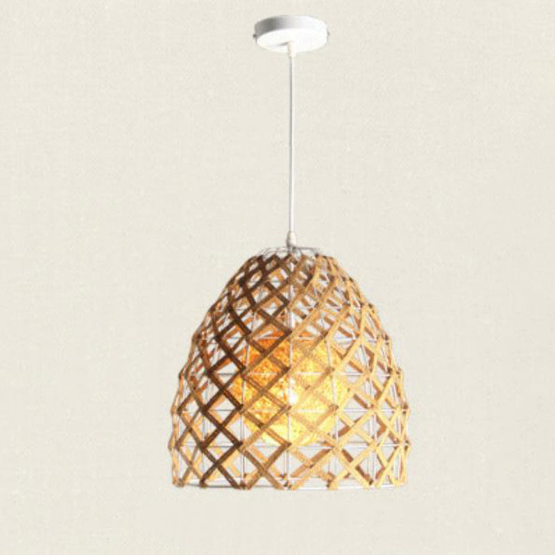 Japanese Creative Rattan Weaving Bird Nest 1-Light Pendant Light