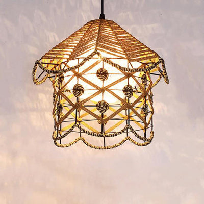 Japanische kreative Rattan-Weberei Vogel Nest 1-Licht Pendelleuchte 