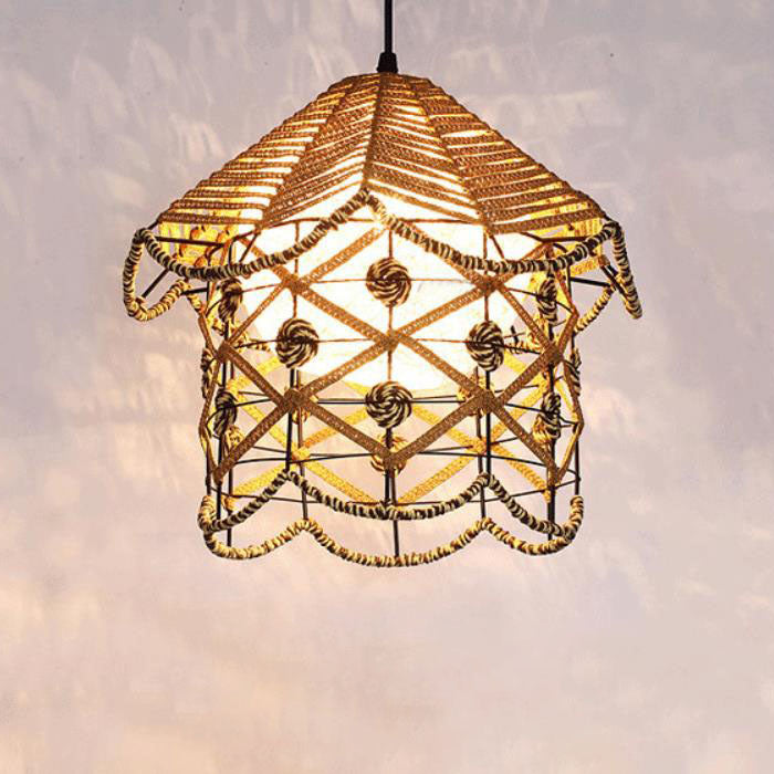 Japanese Creative Rattan Weaving Bird Nest 1-Light Pendant Light