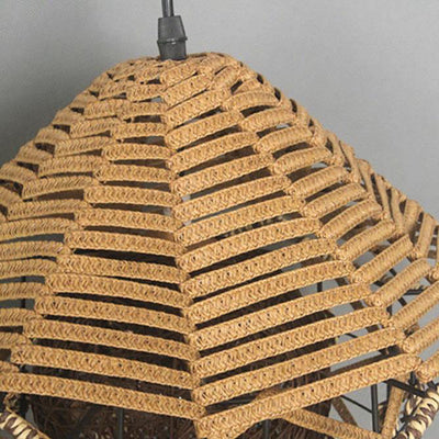 Japanese Creative Rattan Weaving Bird Nest 1-Light Pendant Light