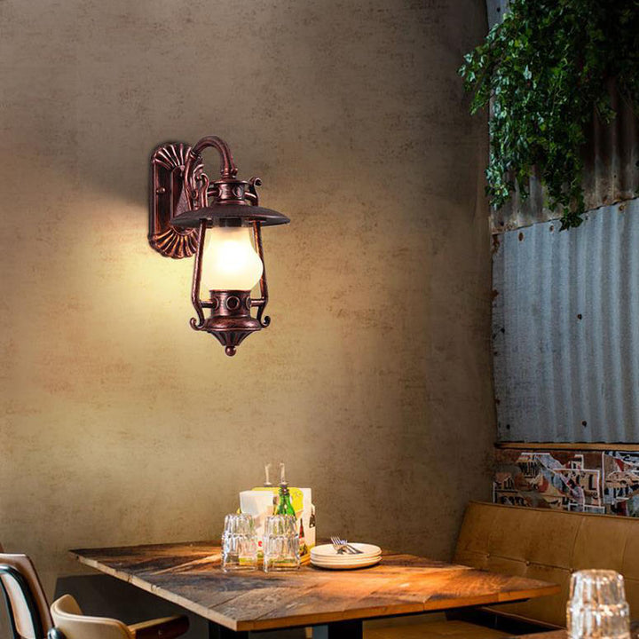 Lámpara de queroseno de aluminio retro industrial de 1 luz para exteriores, aplique de pared impermeable 