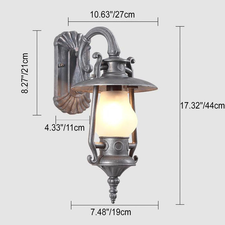 Lámpara de queroseno de aluminio retro industrial de 1 luz para exteriores, aplique de pared impermeable 