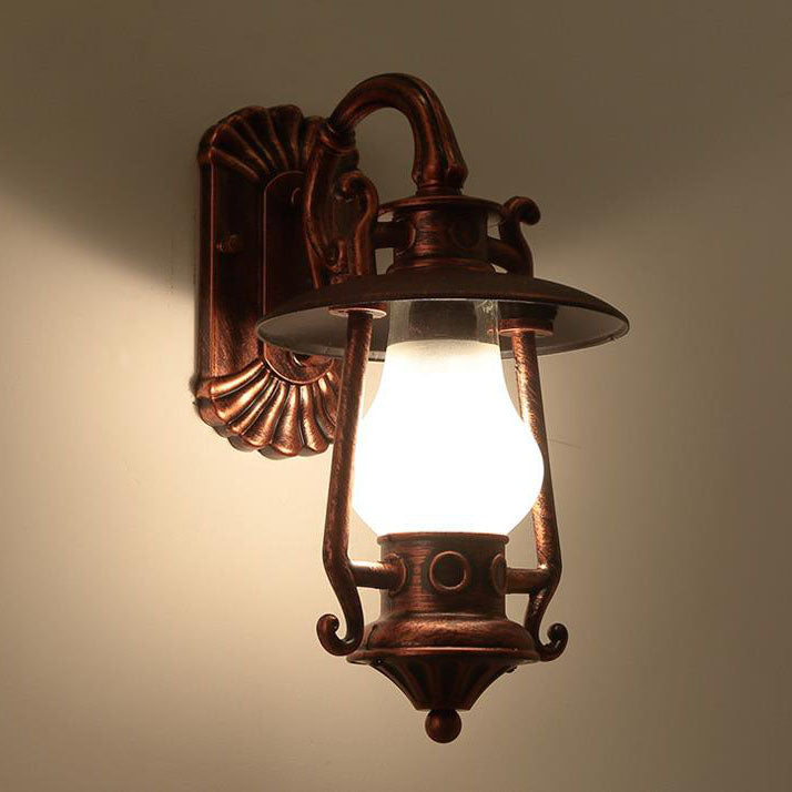 Lámpara de queroseno de aluminio retro industrial de 1 luz para exteriores, aplique de pared impermeable 