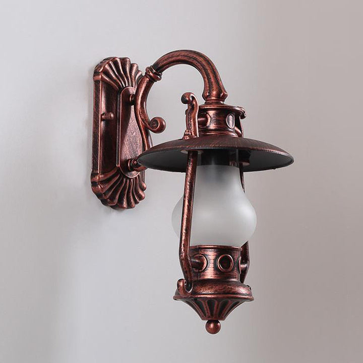 Lámpara de queroseno de aluminio retro industrial de 1 luz para exteriores, aplique de pared impermeable 