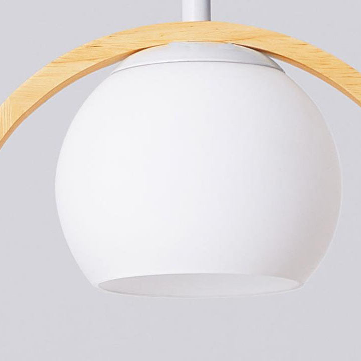 Japanese Harajuku Solid Wood Circle Ring Bird Decor 1-Light Wall Sconce Lamp