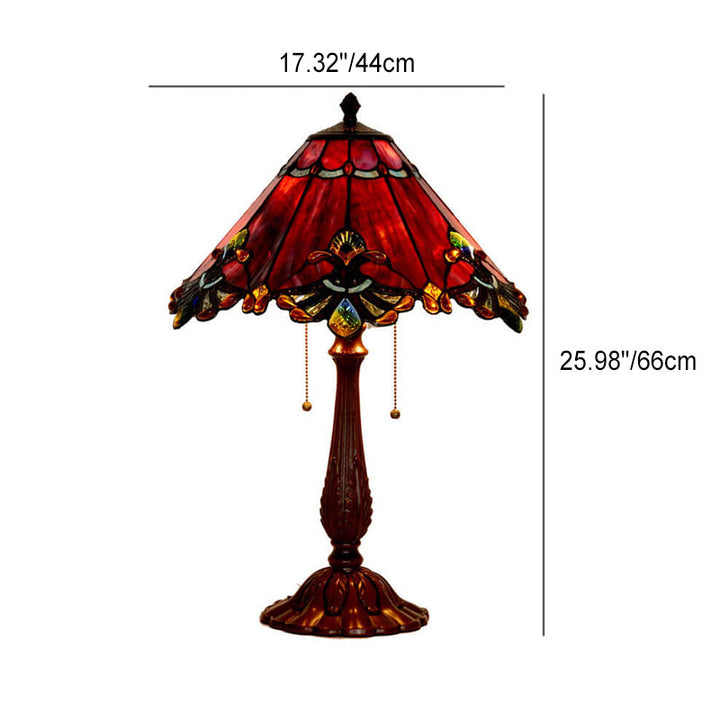 Tiffany Vintage Mediterrane Tischlampe mit getöntem Glas und zwei Leuchten 
