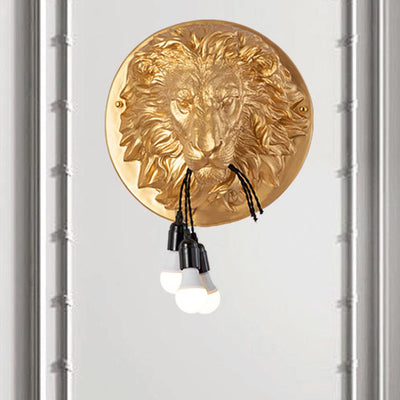 Applique murale 3 lumières Nordic Creative en résine avec tête de lion 