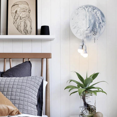 Applique murale 3 lumières Nordic Creative en résine avec tête de lion 