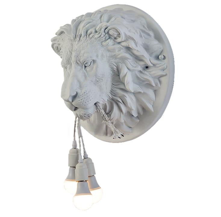 Applique murale 3 lumières Nordic Creative en résine avec tête de lion 