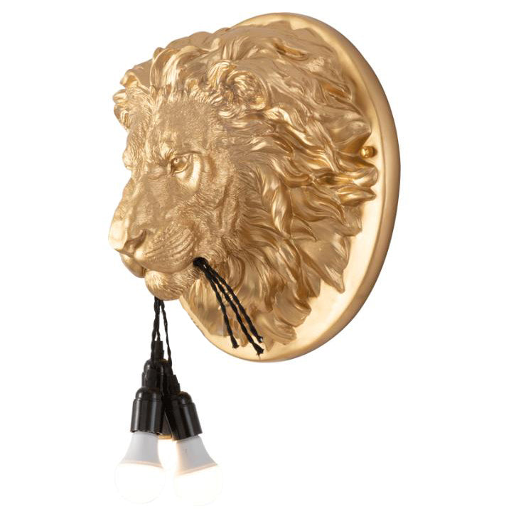 Applique murale 3 lumières Nordic Creative en résine avec tête de lion 