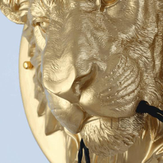 Applique murale 3 lumières Nordic Creative en résine avec tête de lion 