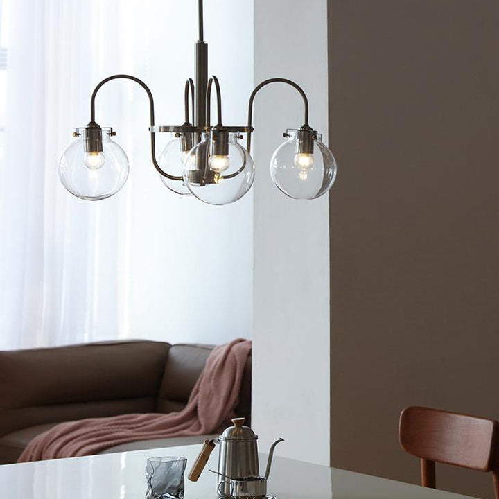 Retro Industrial Edelstahlrahmen Kugelglas 4/6-Licht Kronleuchter 