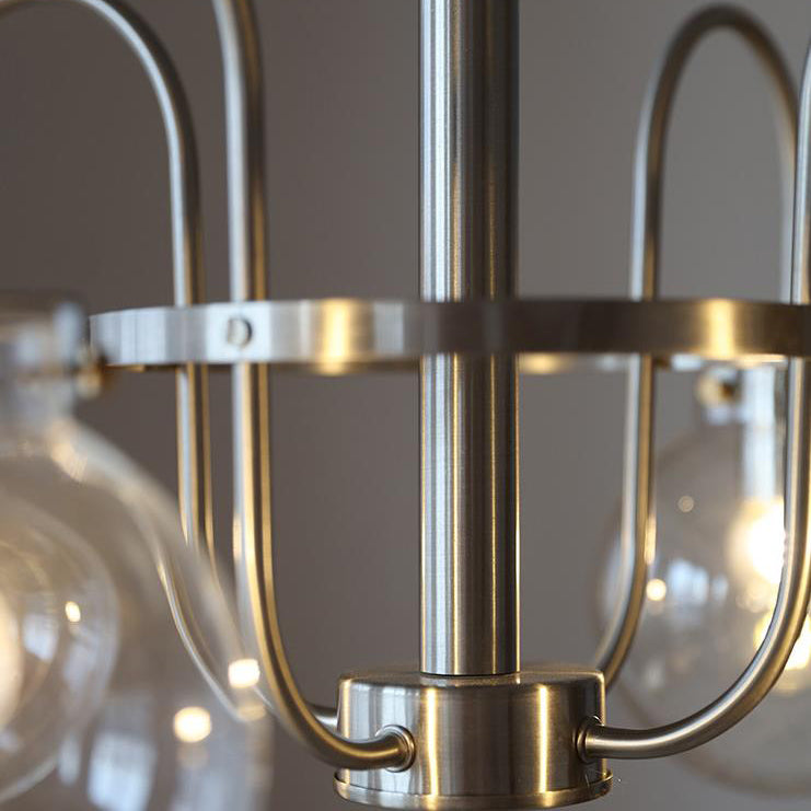 Retro Industrial Edelstahlrahmen Kugelglas 4/6-Licht Kronleuchter 