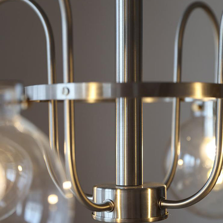Retro Industrial Edelstahlrahmen Kugelglas 4/6-Licht Kronleuchter 