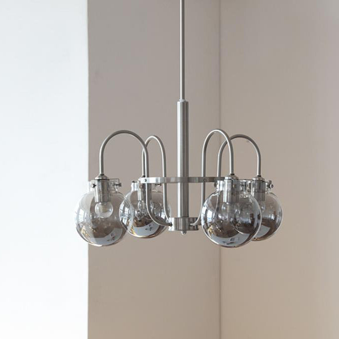 Retro Industrial Edelstahlrahmen Kugelglas 4/6-Licht Kronleuchter 